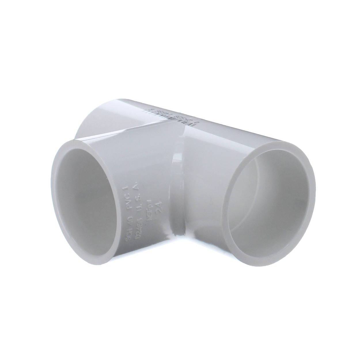 The PVCFittings Spears Sch. 40 PVC Tee, model 401-015, is a T-shaped 1-1/2" slip fitting with three openings for connecting pipes at right angles, ensuring secure installation and efficient plumbing flow management.