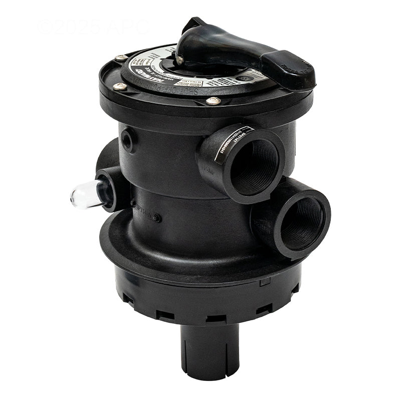 The Hayward Vari-Flo Top Mount Multiport Valve (SP0714T) by HAYWARD, featuring a handle, gauge, and O-ring gasket on a white background, is ideal for backwash valves in sand and DE filters.
