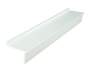 The STEGMEIER PLUMB STRIP GREY (8' PC) by Pool Goods is an L-shaped trim with a flat top and vertical flange, ideal for construction or finishing edges. Each set includes 14 gray pieces.