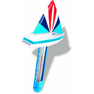The Swimline 9" Soft Top Theranimal Boat Thermometer (9235) features a decorative top shaped like a small sailboat with red, blue, and white sails.