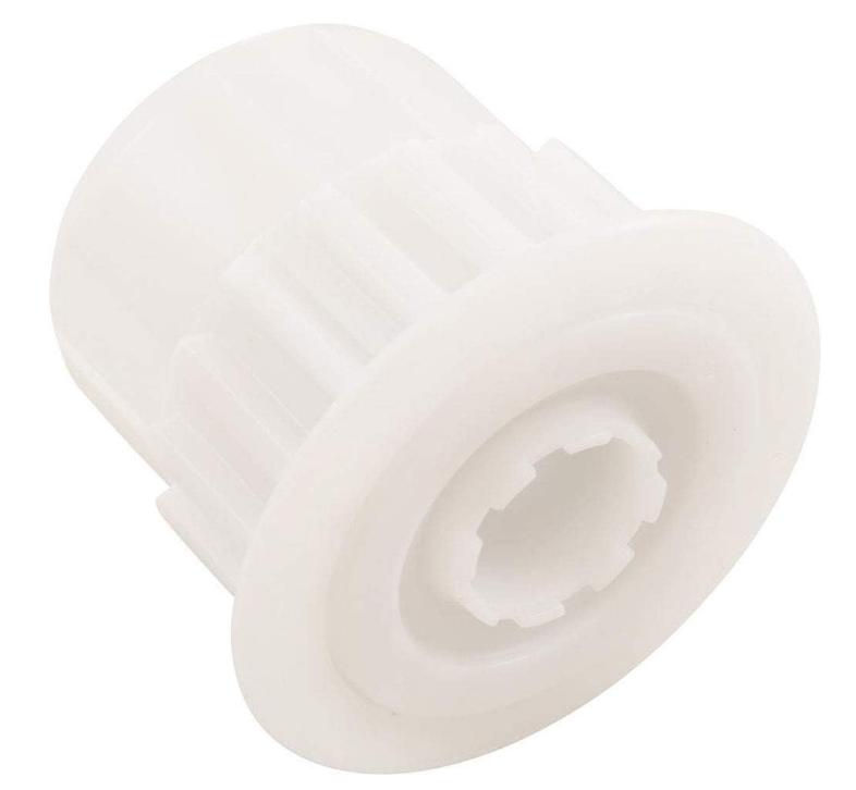 The Maytronics Dolphin Wheel Bearing (3884073-ASSY) by Maytronics features a white plastic gear pulley with evenly spaced teeth around its edge and a central hole for shaft mounting.