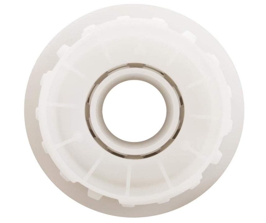 A close-up view of a Maytronics Dolphin Wheel Bearing (3884073-ASSY), white plastic spool with central hole, seen from above against a plain background.