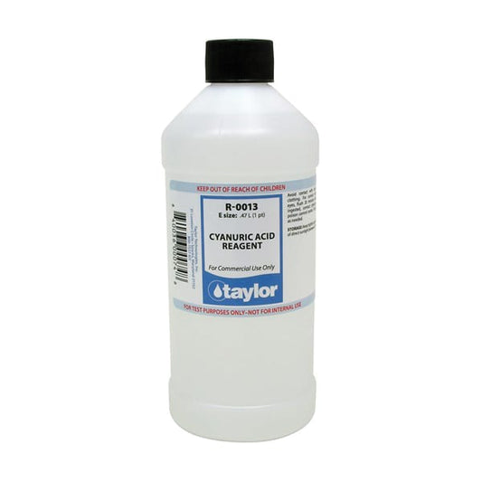 Taylor's 16 oz Cyanuric Acid Reagent, R-0013-E, is tailored for commercial use and pairs perfectly with molybdenum indicators for accurate testing during the season.