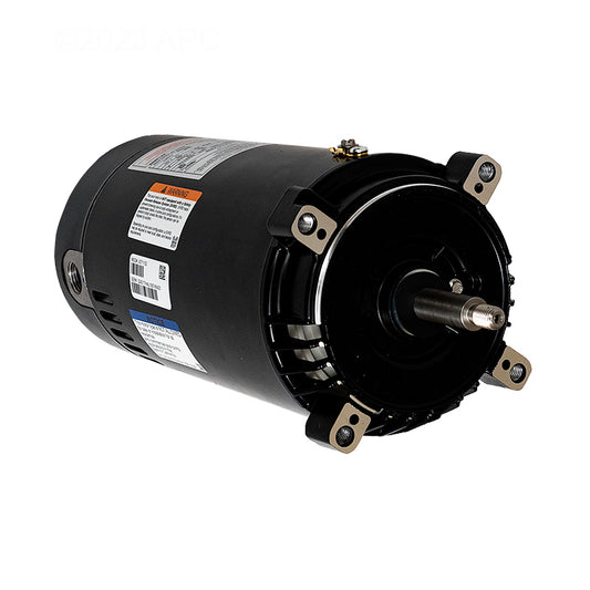 The Century Pool Pump Motor, Threaded Shaft, 1.5HP 56J (UST1152) is a black cylindrical motor with mounting brackets and labeled stickers—perfect as a replacement for Hayward Super Pump or Century UST1152 models.