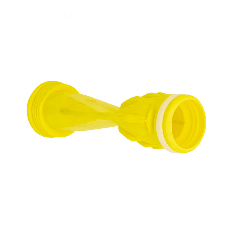 A Zodiac Long Life Diaphragm W69698 from Zodiac, ideal for your Suction Side Pool Cleaner like Baracuda G3, features a yellow plastic hose connector with ribbed ends and a white ring in the middle, isolated on a white background.