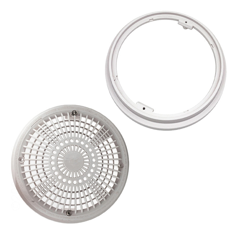 8" TRU FLO DRAIN COVER & FRAME WHITE WATERWAY