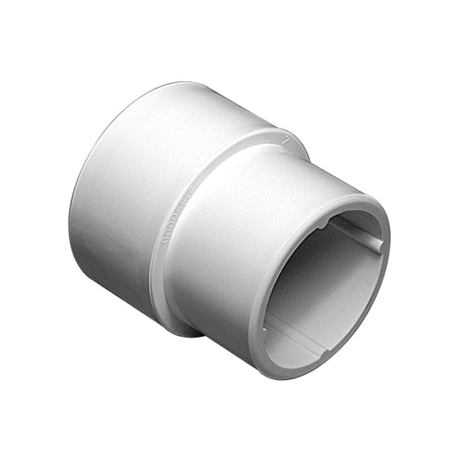 The Waterway 2" Pipe Extender (418-6000) by Waterway is a white PVC fitting with a smooth finish, designed to connect two sections of pipe securely.