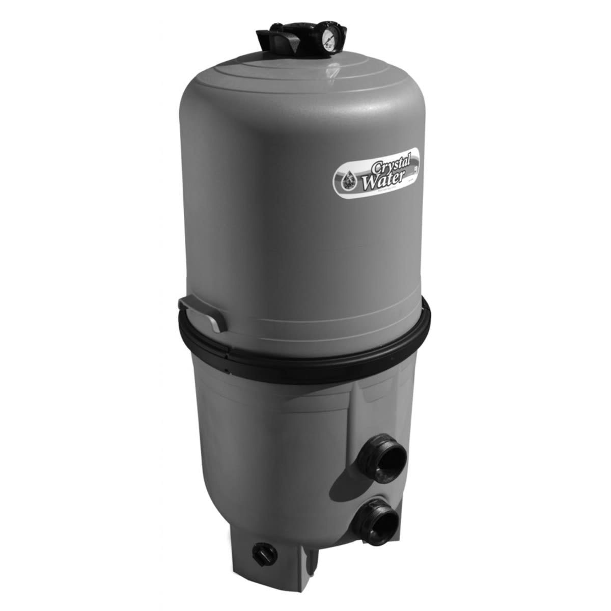 The Waterway Crystal Water 325 sf Cartridge Filter (570-0325-07) features a pressure gauge and multiple inlet/outlet ports, ensuring easy pool system maintenance.