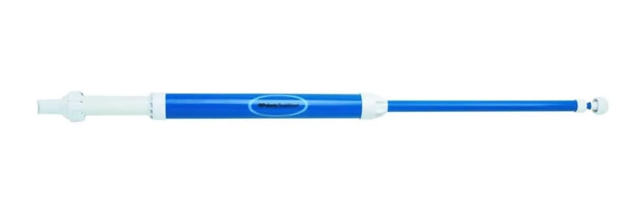The Polaris SpaWand Manual Spa Cleaner (5-100-00) by Polaris, is a blue and white hand-held device ideal for water removal from small boats or spa cleaning tasks.