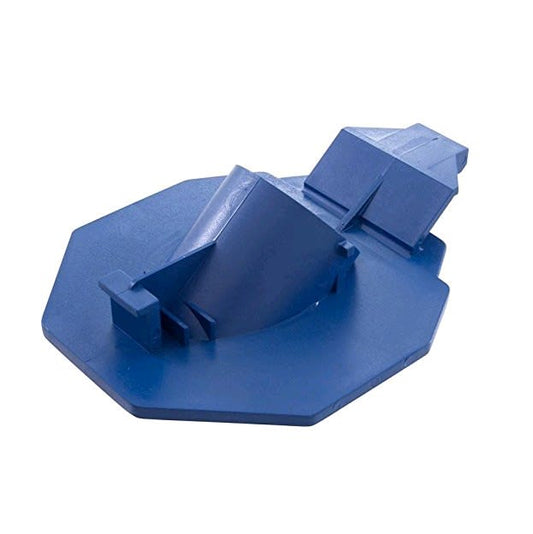 The Zodiac Baracuda G3 Foot Flange (W70328) by Zodiac is a blue plastic octagonal component with angled and raised sections, shown on a white background.