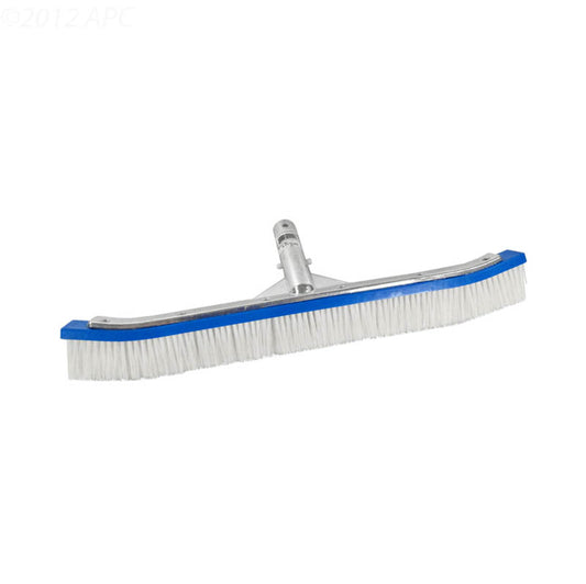 The Pentair #92 Rainbow Sleeved Brush (R111046) is an 18" curved wall brush by Pentair, designed for efficient pool cleaning with white bristles, blue trim, and a metal pole attachment.