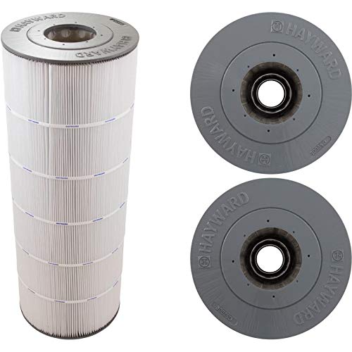 The Hayward C200S Replacement Cartridge Element (CX200XRE) by Hayward features a circular, pleated paper design with top and bottom views, ensuring optimal pool performance.