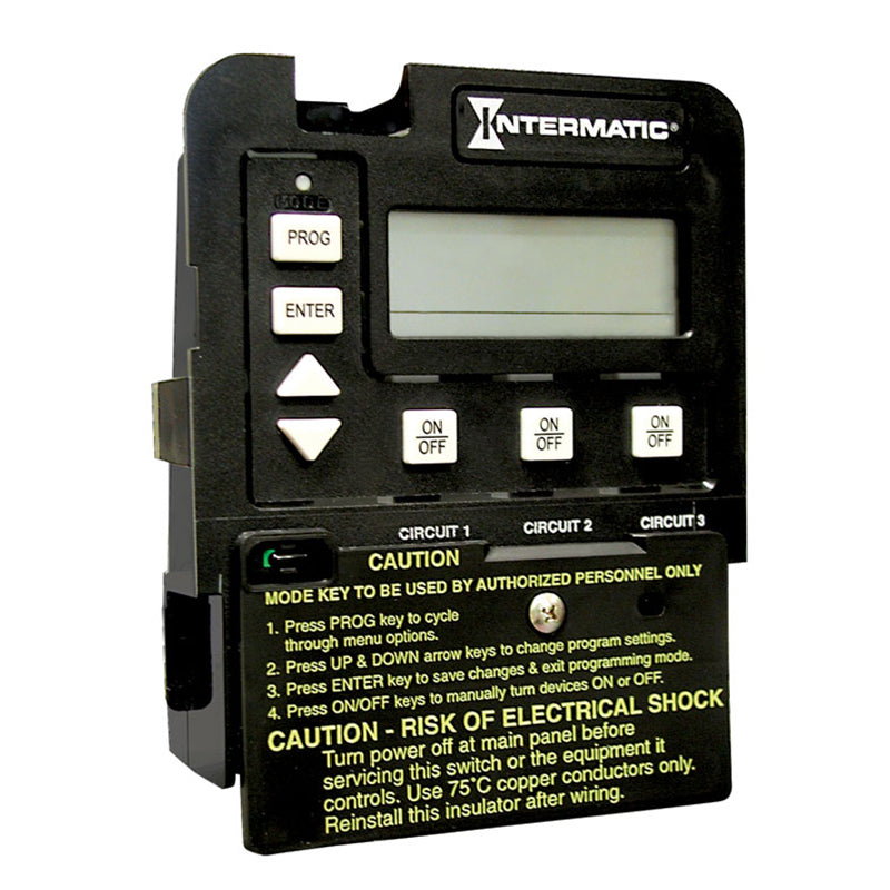 Intermatic 24 Hour Three Circuit Programmable Pool Control Mech. (25A, 2Hp, Dual Voltage) Digital Mech, with Pool Heater Protection, 120/240 V | P1353ME