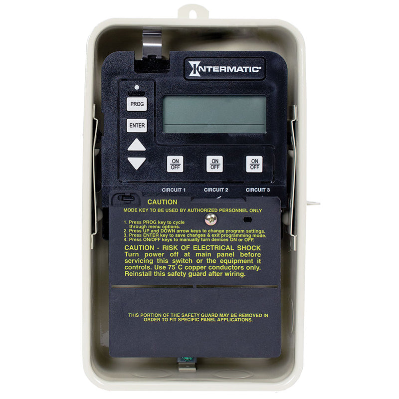 Intermatic Digital Time Clock 3 Circuit W/ Metal Case, 120/240 VAC, with Pool Heater Protection | PE153
