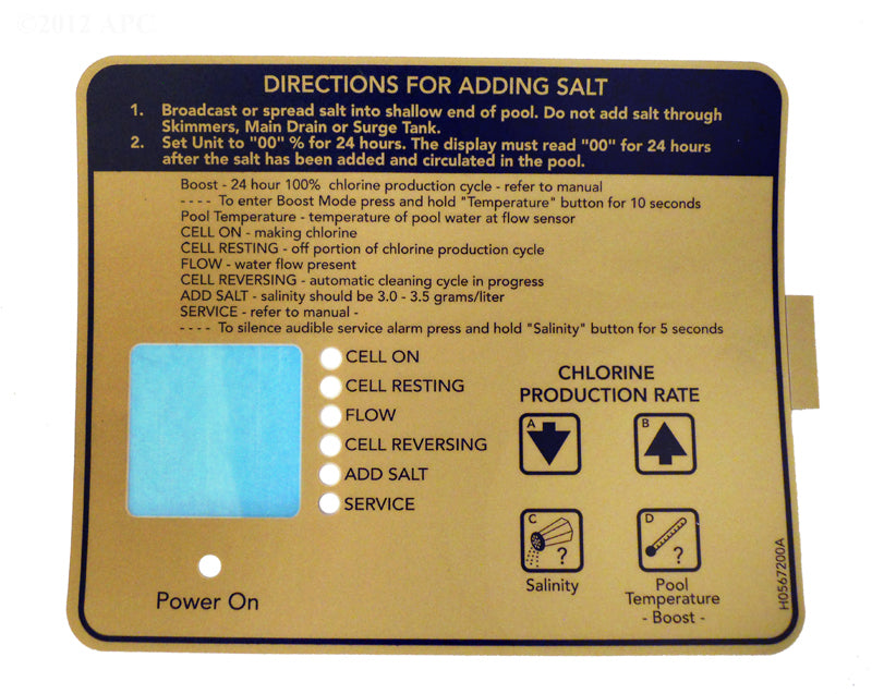 CONTROL BOX DECAL, BOTTOM