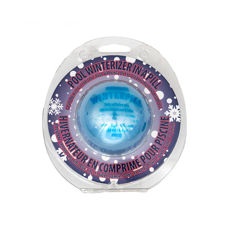 The SeaKlear AquaPill WinterPill (2-3/4", 90125APL) is a circular blue pill for winterizing pools, providing convenient enzyme treatment.