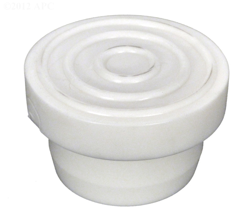 The MALE LADDER BUMPER from ZODIAC POOL SYSTEMS LLC is a white, round plastic cap with a grooved top and wider base, 2.25" in diameter, designed for pool ladders.