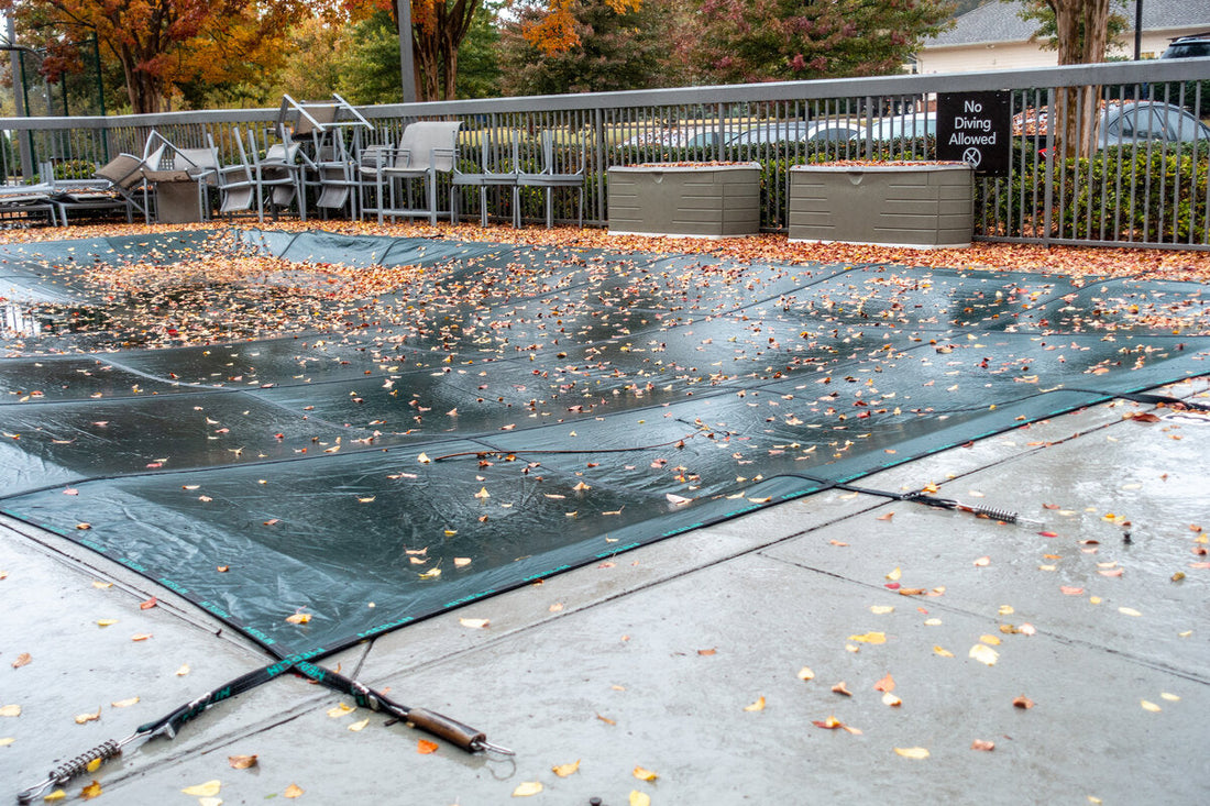 A pool closed for the winter