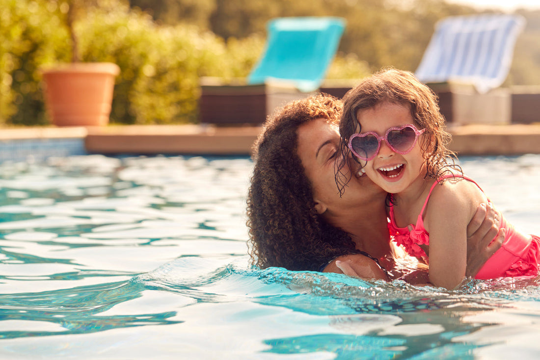 A pool opened for summer with pool chemicals