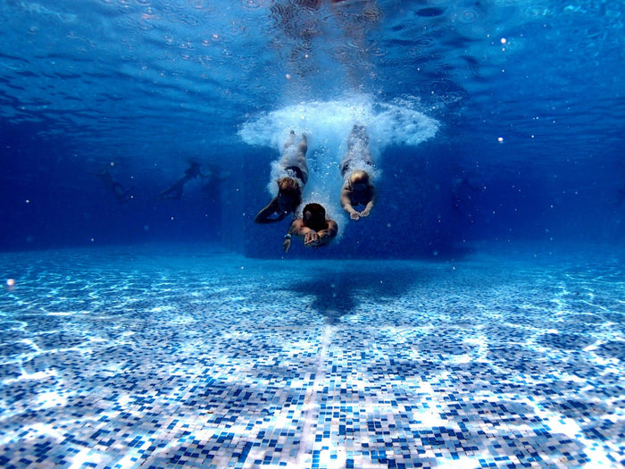 A pool liner covering the inside of a swimming pool