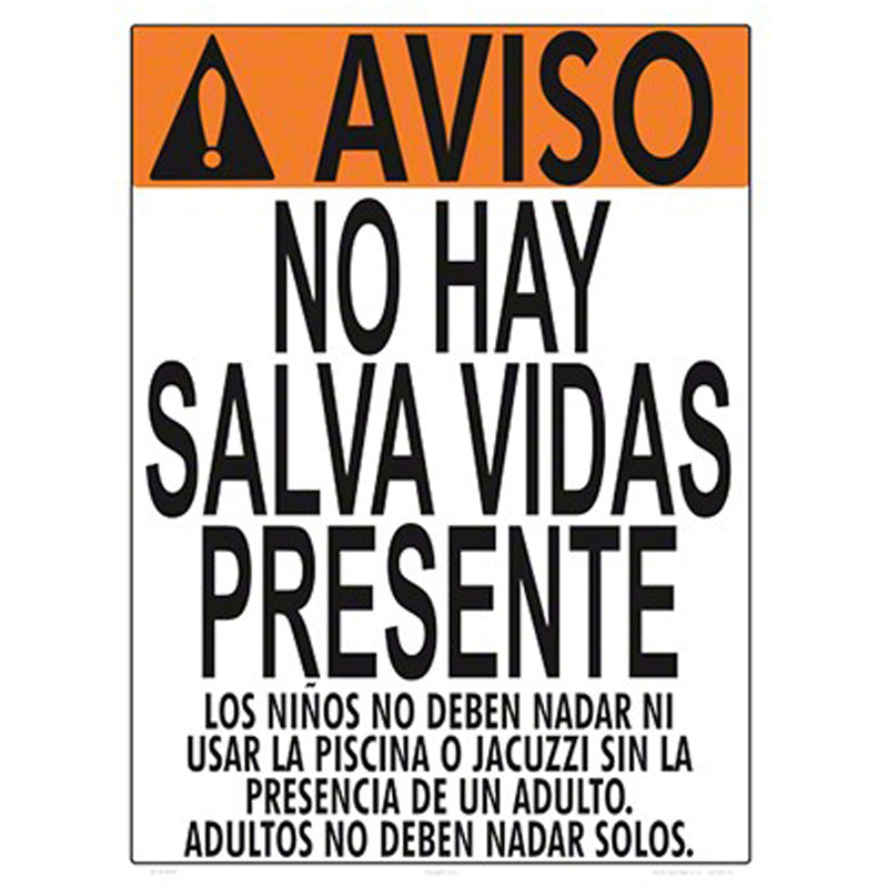 SIGN "NO LIFEGUARD"  SPANISH