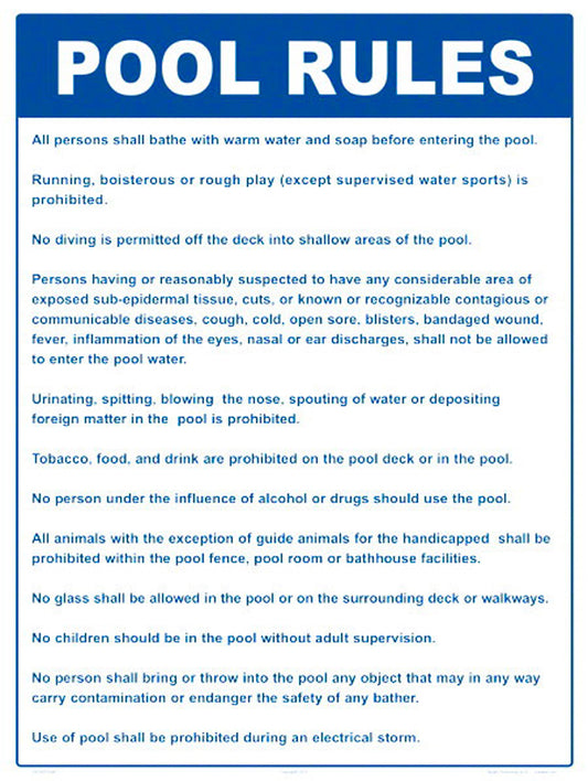 SIGN "POOL RULES" (CT)