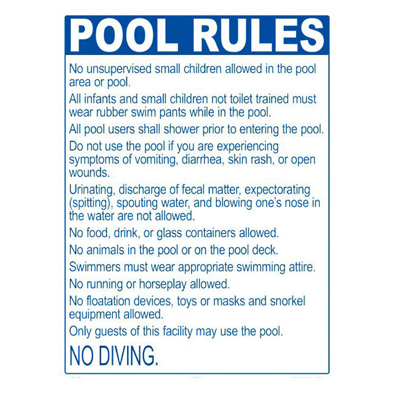 POOL RULES ME ONLY FOR NON DIVING POOLS