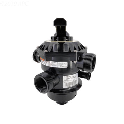 The Pentair Tagelus 1.5" 6-Way Clamp Style Valve Sand Filter (272526, 262506) is a black plastic valve with a top-mounted lever handle and labeled ports, designed for pool filtration systems.
