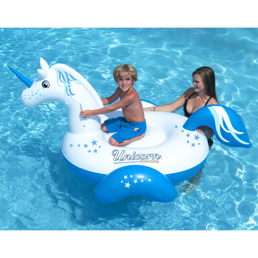 Swimline Animal Ride-On Float | Giant Unicorn | White/Blue | SWL90708