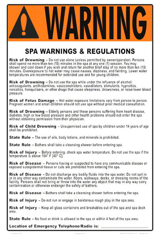 SIGN "SPA RULES" (NH ONLY)