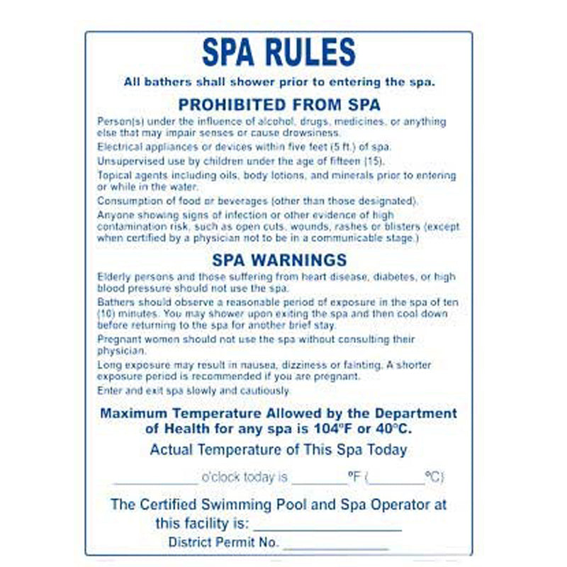 SPA RULES SIGN WASHINGTON DC