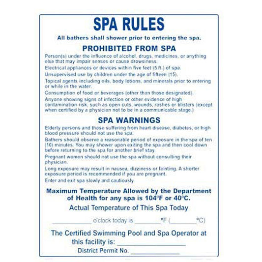 SPA RULES SIGN WASHINGTON DC