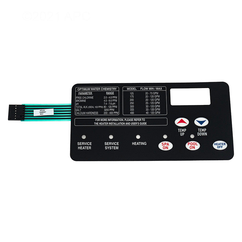 Pentair MasterTemp Heater 5 Button Membrane Keypad | 472610Z