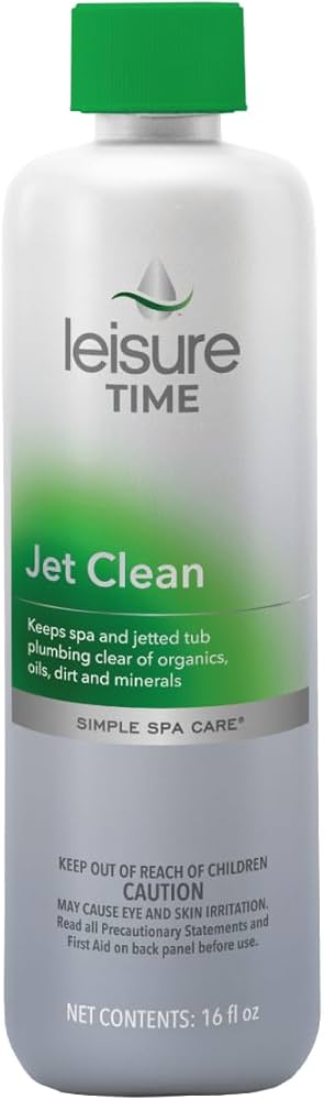 Leisure Time Spa Jet Clean (1 Pint, LT45450A) by Leisure Time is ideal for spa plumbing maintenance, effectively clearing jetted tubs of organics, oils, dirt, and minerals. Contains 16 fl oz.