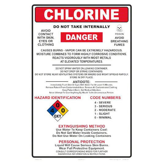 CHLORINE INSTRUCTIONS SIGN