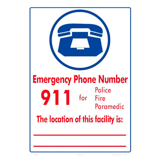 EMERGENCY 911 ALUMINUM SIGN