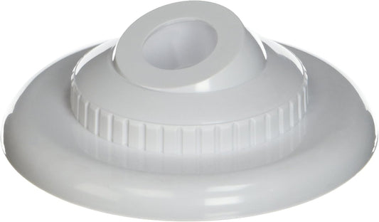 The Hayward 3/4" Large Hydrostream Insider Fitting (SP1418D) is a white plastic circular adapter with a central opening and ridged middle, designed to fit standard pool inlets for improved directional flow control. Brand: HAYWARD.