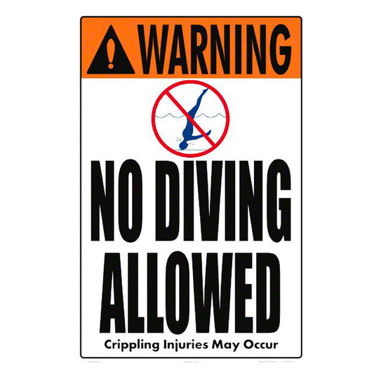 NO DIVING ALLOWED SIGN 12" X 18" HEAVY DUTY PLASTIC