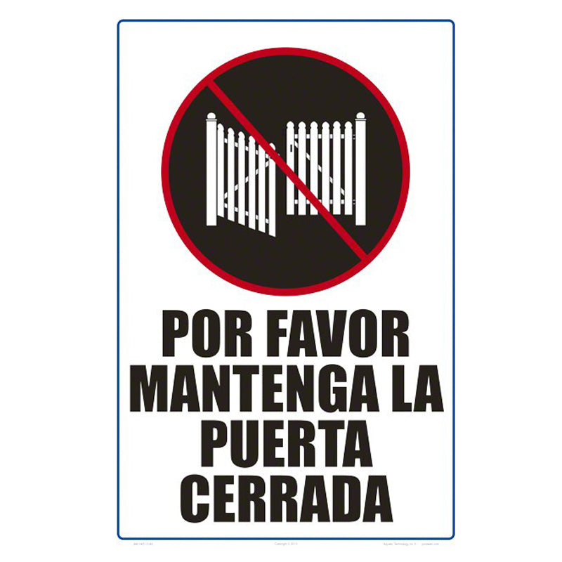 KEEP GATE CLOSED 12X8 PLASTIC