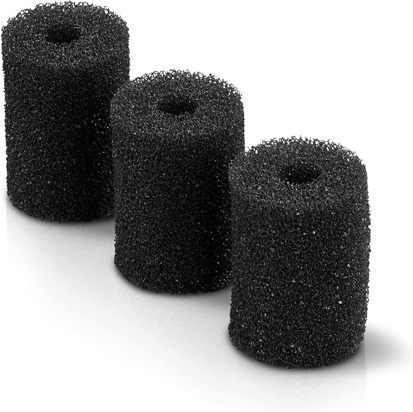 Three Polaris SWEEP HOSE SCRUBBERs (R0522400, 3/PK) from Polaris are displayed upright in a row on a white surface. Each cylindrical black sponge filter features a central hole.