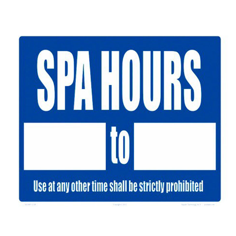 SPA HOURS SIGN