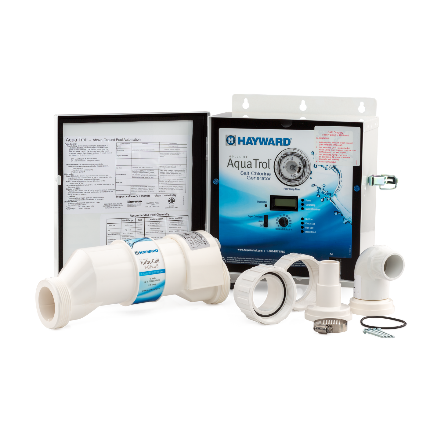 Hayward AquaTrol Above Ground Salt Chlorine Generator 18K gal with Return Jet Fittings | W3AQ-TROL-RJ