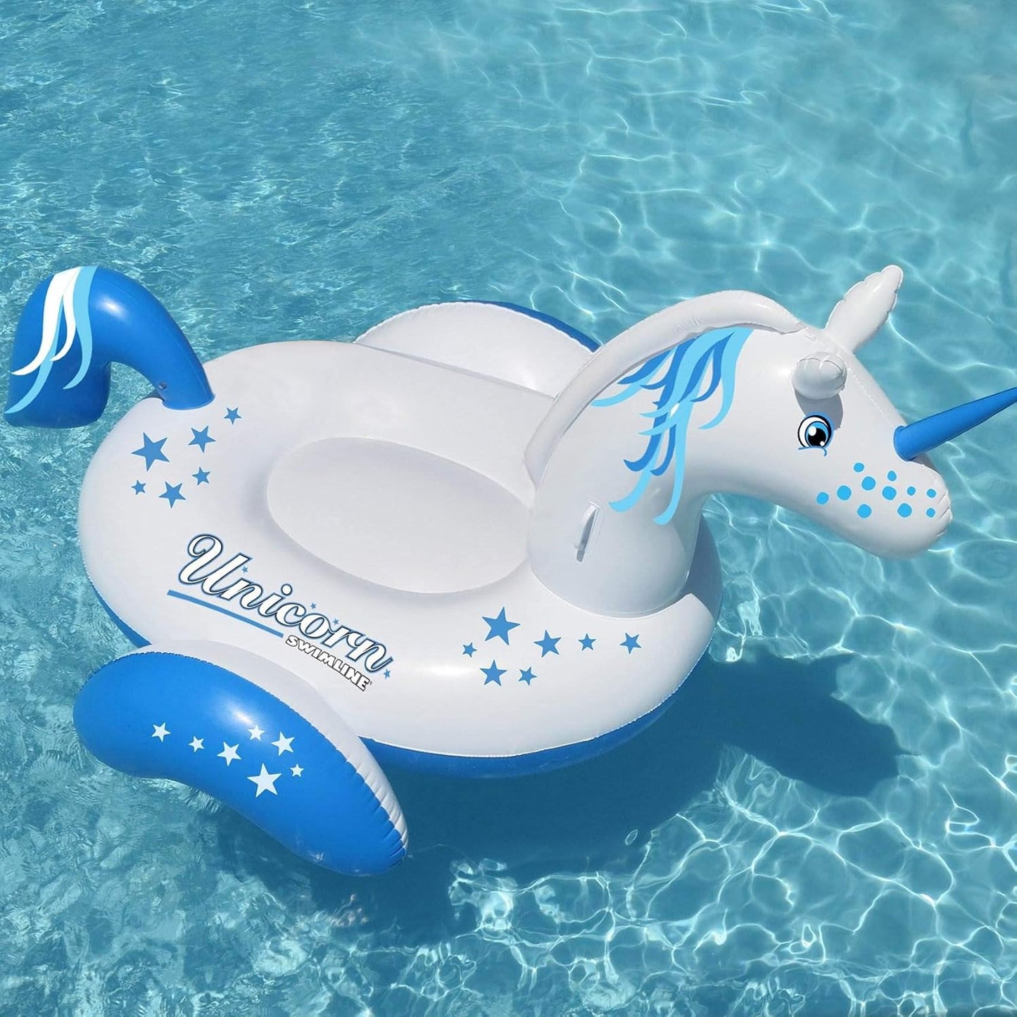 Swimline Animal Ride-On Float | Giant Unicorn | White/Blue | SWL90708