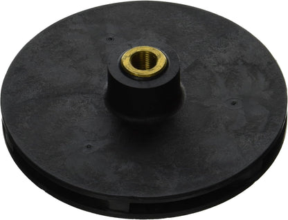 A Pentair Challenger Impeller (2-2.5HP, 355604) is a black plastic component with a threaded brass insert that enhances pool pump performance and is ideal for Challenger High Pressure Pumps.