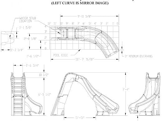 SR Smith Typhoon Pool Slide, Left Curve, Sandstone | 670-209-58223