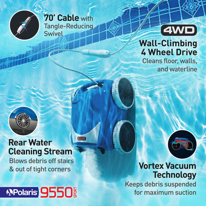 Polaris 9550 Robot 4-Wheel Drive Sport Cleaner with 70' Cable