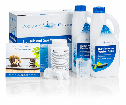 Aquafinesse Hot Tub Water Care System Kit Includes: (2) 2L Aquafinesse, (2) Filter Cleaner Tablets, Measuring Cup, Instruction Manual  (Lasts Approx. 3-5 Months) | 956500