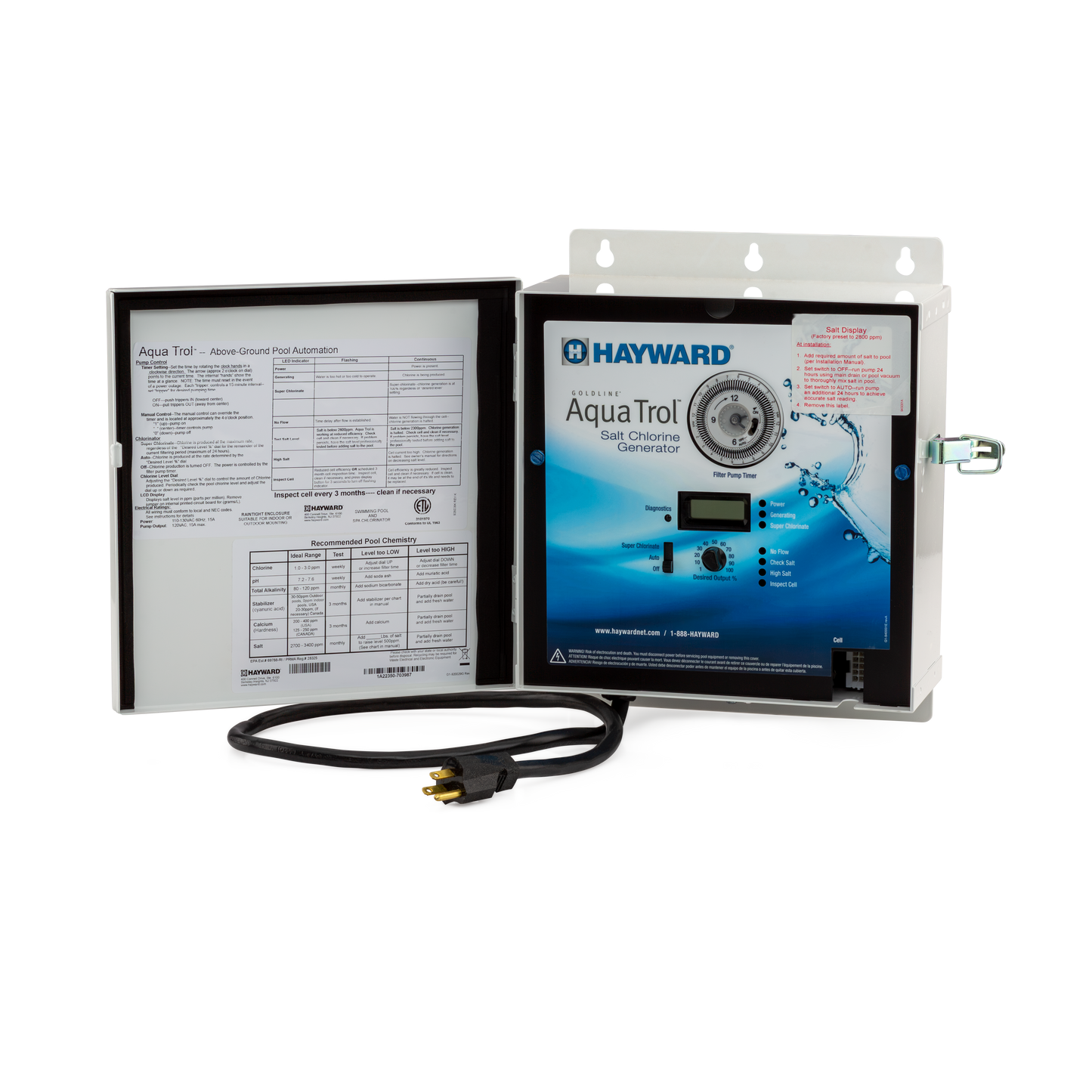 Hayward AquaTrol Above Ground Salt Chlorine Generator 18K gal with Return Jet Fittings | W3AQ-TROL-RJ