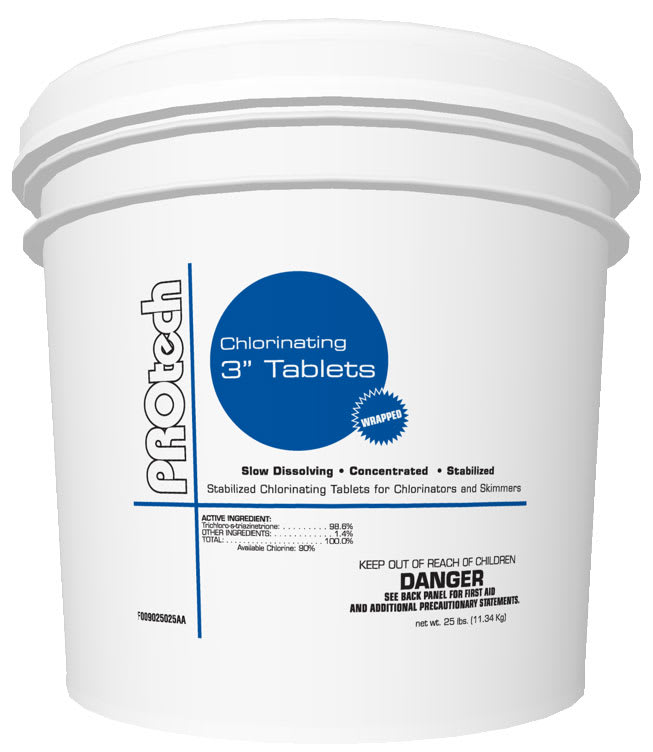 Protech 3" Chlorine Tablets, 25 lb Pail | 12001452