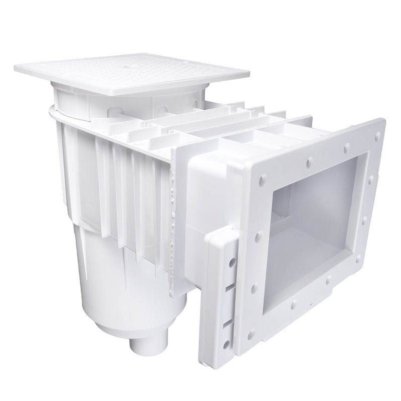 FIBERGLASS SKIMMER (REGULAR MOUTH, SQUARE LID), WHITE (SOLID FRONT)